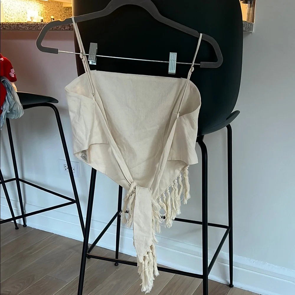 Chic Cream Fringe Drape Top - Picture 2 of 3